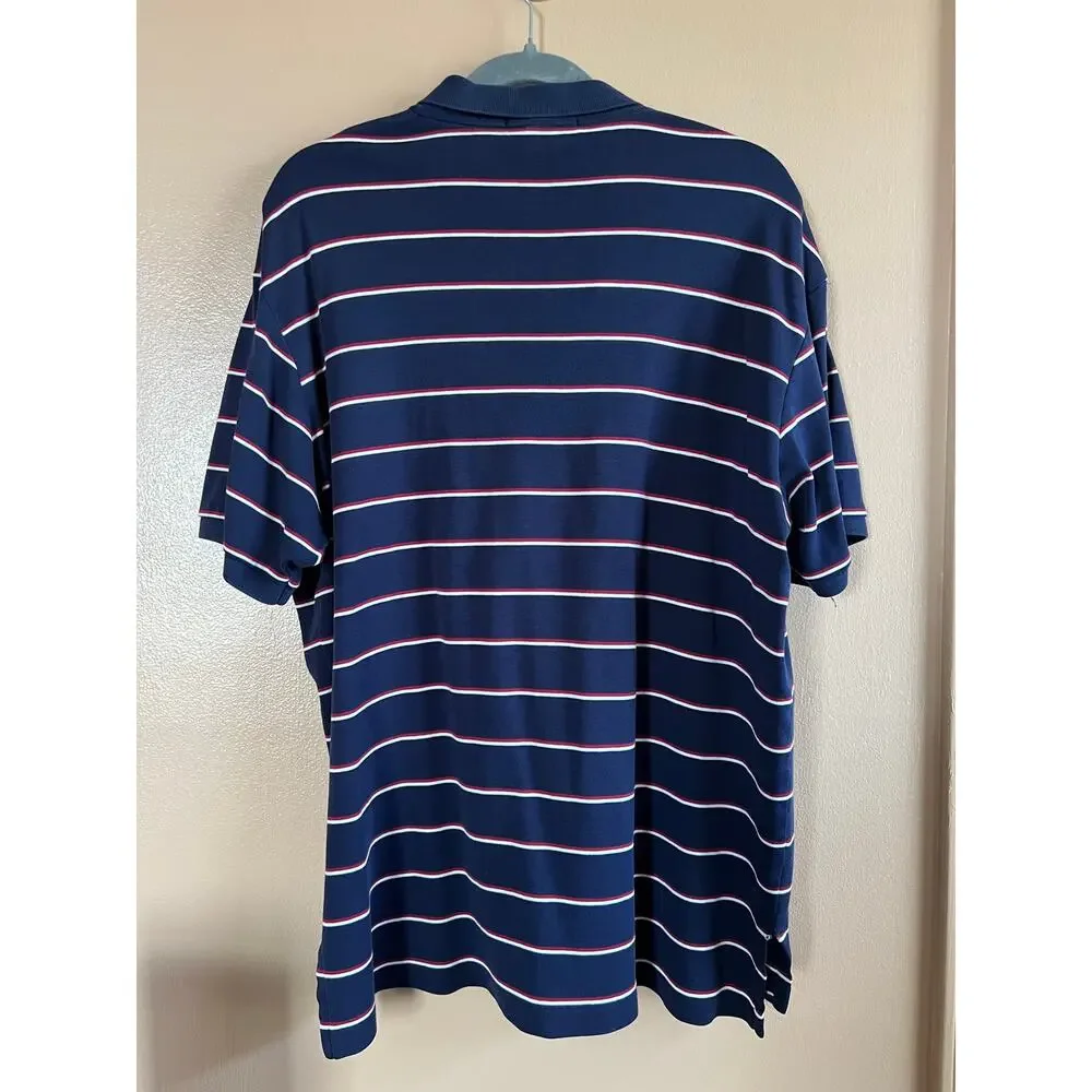 Polo Ralph Lauren Vintage Stripe Polo Shirt Mens XL Navy Red White 90s Cotton